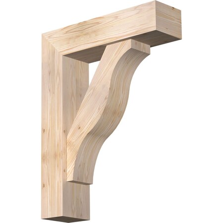 Ekena Millwork Funston Block Smooth Bracket w/ Offset Brace, Douglas Fir, 7 1/2"W x 28"D x 36"H BKT0806X28X36FST05SDF